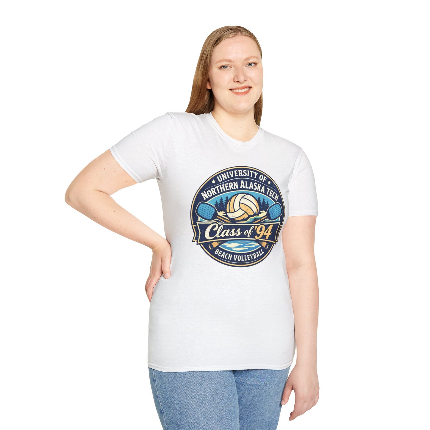 Class of '94 Beach Volleyball T-Shirt — University of Northern Alaska Tech Alumni Tee (Ice Version)