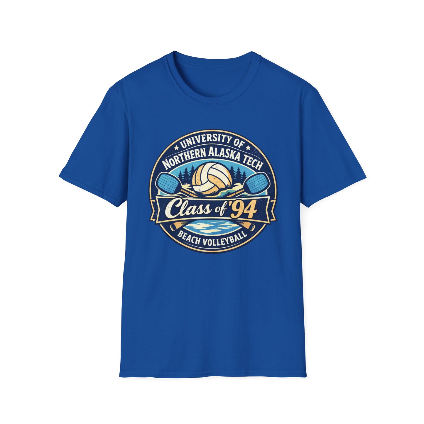 Class of '94 Beach Volleyball T-Shirt — University of Northern Alaska Tech Alumni Tee (Ice Version)