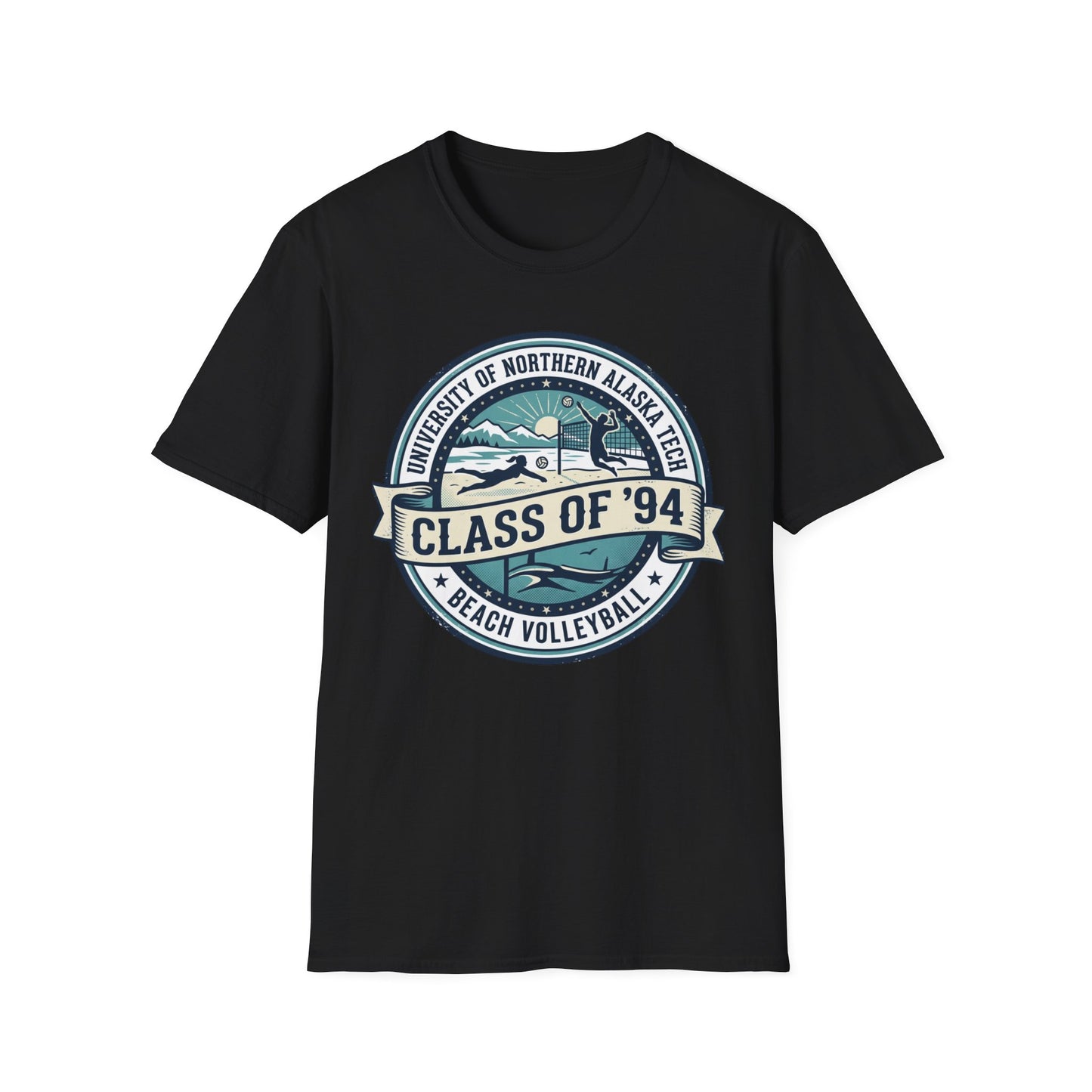 Class of '94 Beach Volleyball T-Shirt — University of Northern Alaska Retro Badge