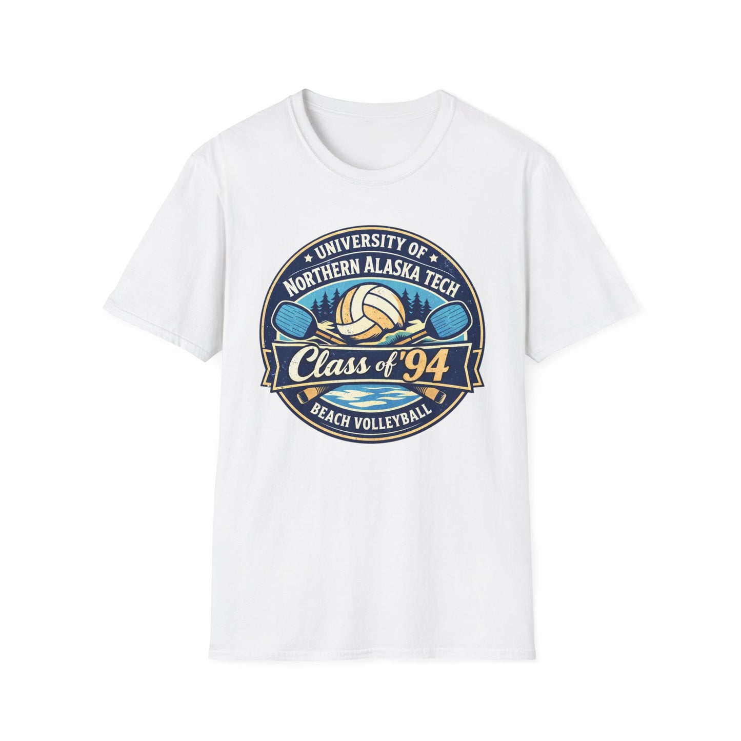 Class of '94 Beach Volleyball T-Shirt — University of Northern Alaska Tech Alumni Tee (Ice Version)