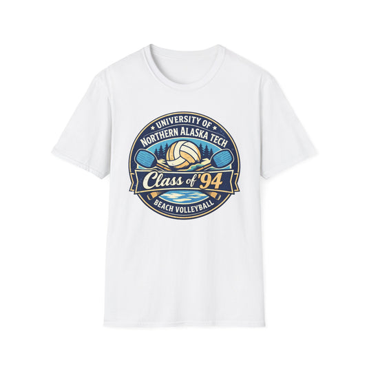 Class of '94 Beach Volleyball T-Shirt — University of Northern Alaska Tech Alumni Tee (Ice Version)