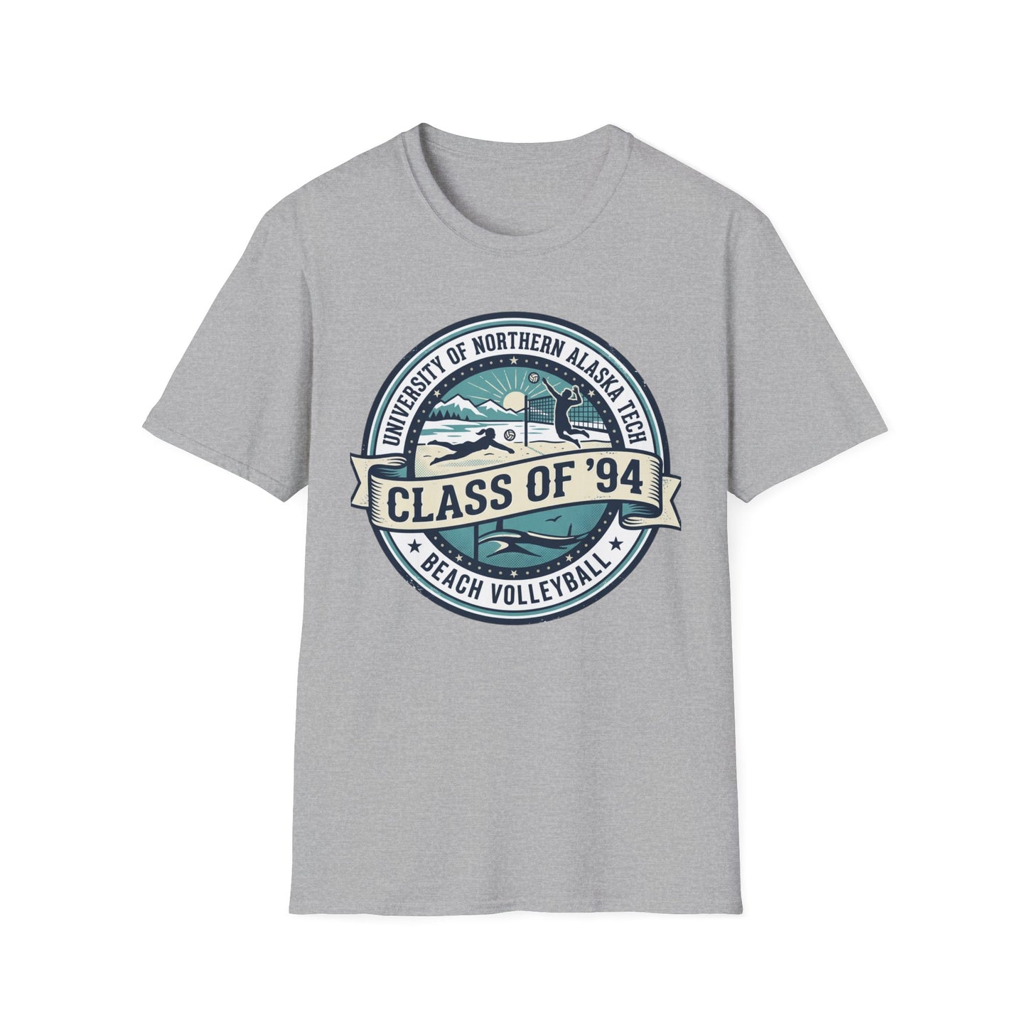 Class of '94 Beach Volleyball T-Shirt — University of Northern Alaska Retro Badge