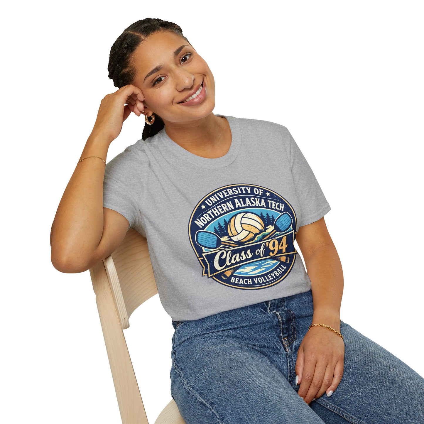 Class of '94 Beach Volleyball T-Shirt — University of Northern Alaska Tech Alumni Tee (Ice Version)