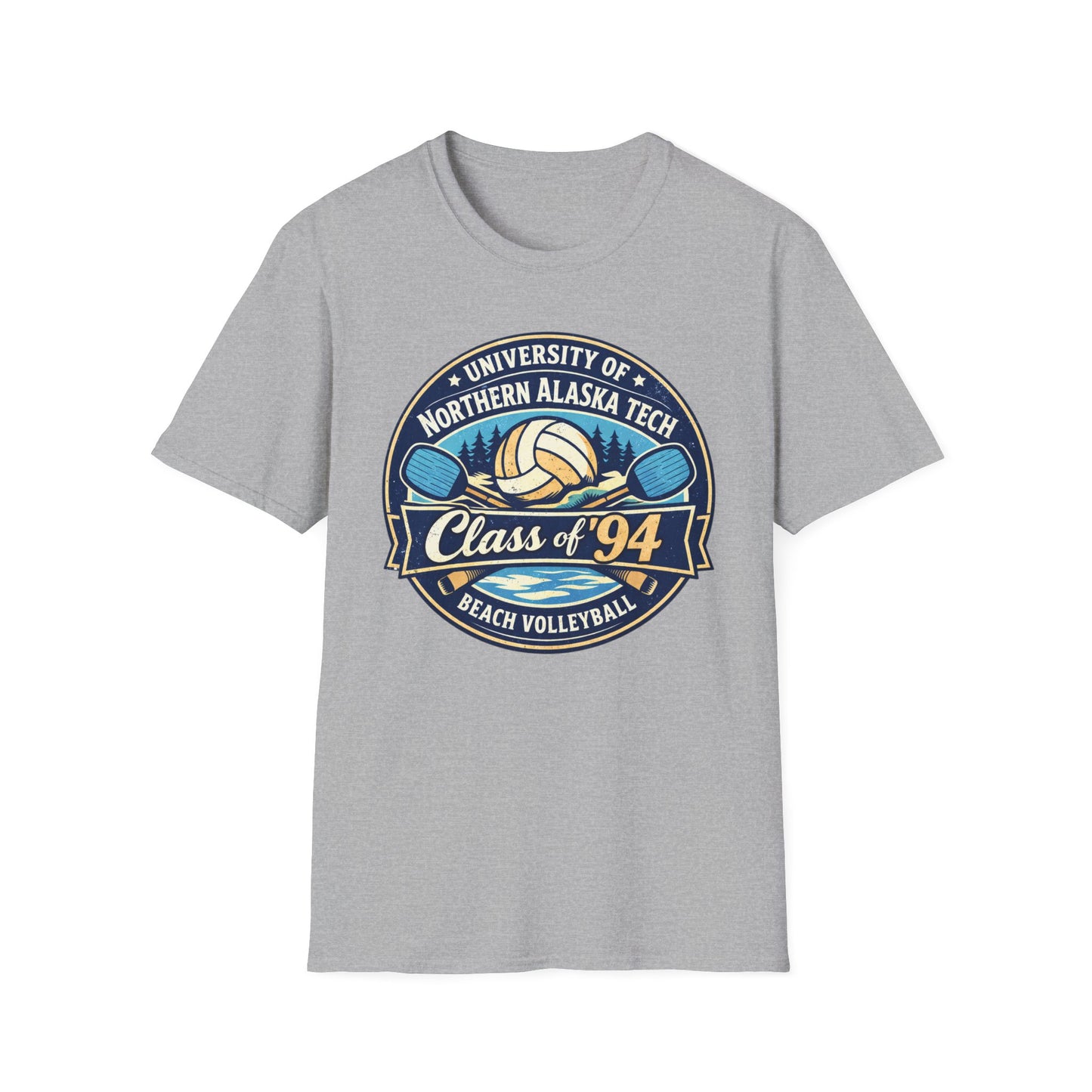 Class of '94 Beach Volleyball T-Shirt — University of Northern Alaska Tech Alumni Tee (Ice Version)