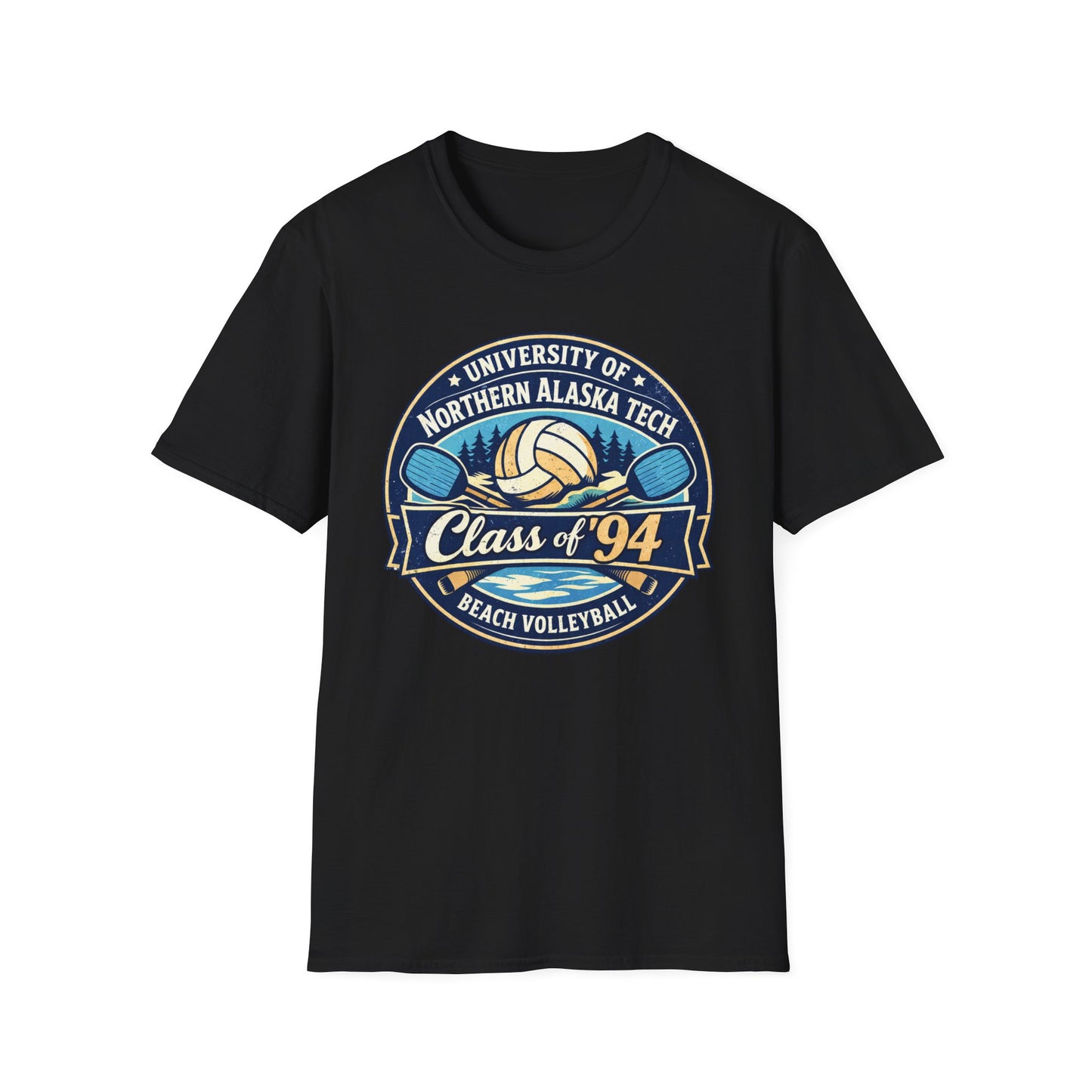 Class of '94 Beach Volleyball T-Shirt — University of Northern Alaska Tech Alumni Tee (Ice Version)