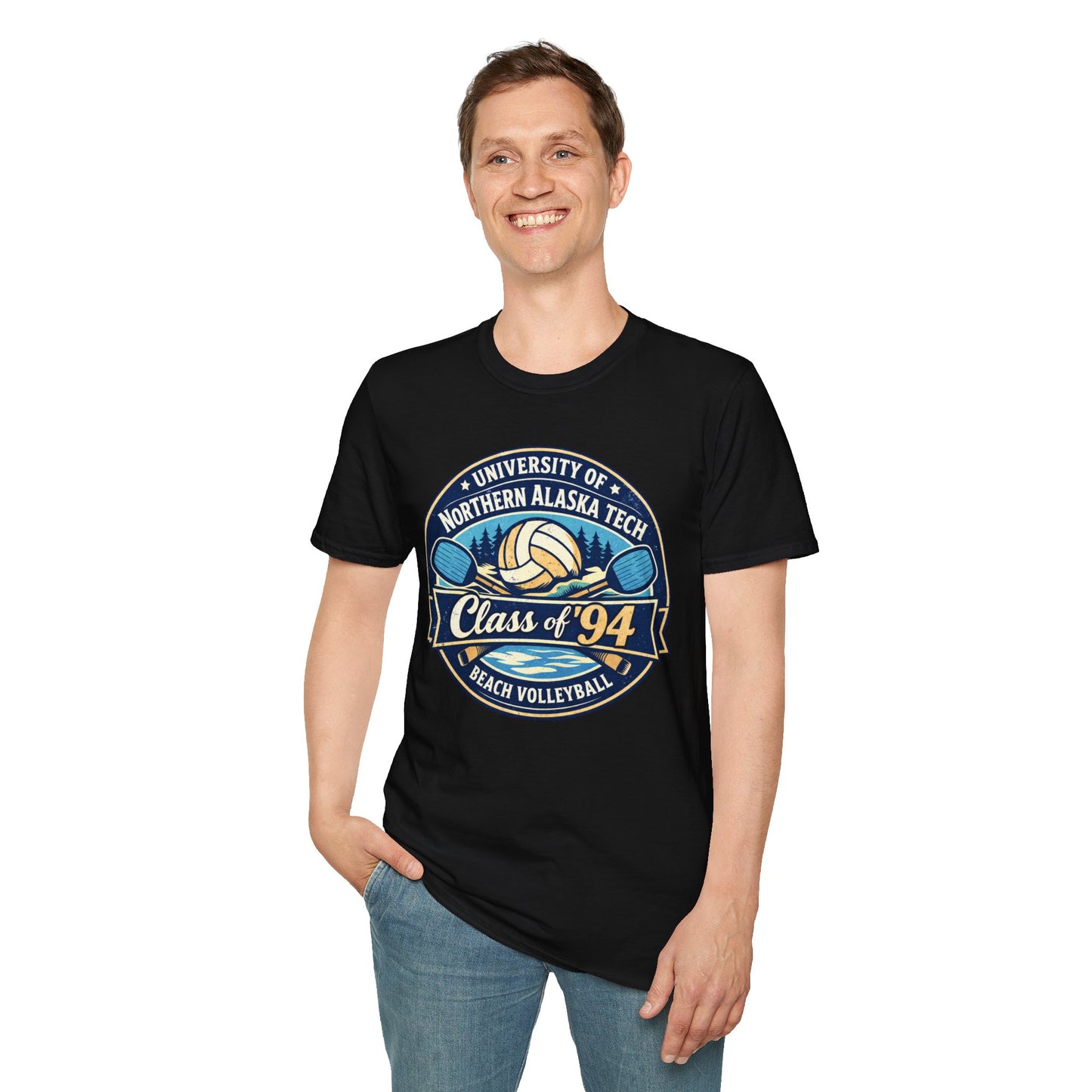 Class of '94 Beach Volleyball T-Shirt — University of Northern Alaska Tech Alumni Tee (Ice Version)