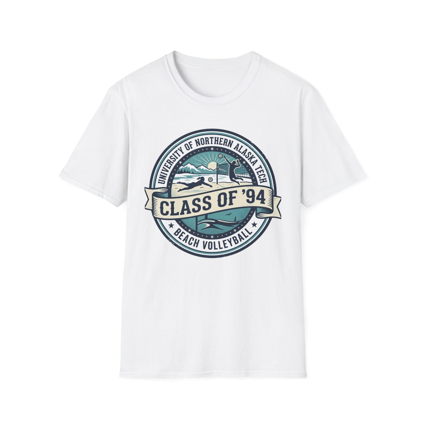 Class of '94 Beach Volleyball T-Shirt — University of Northern Alaska Retro Badge
