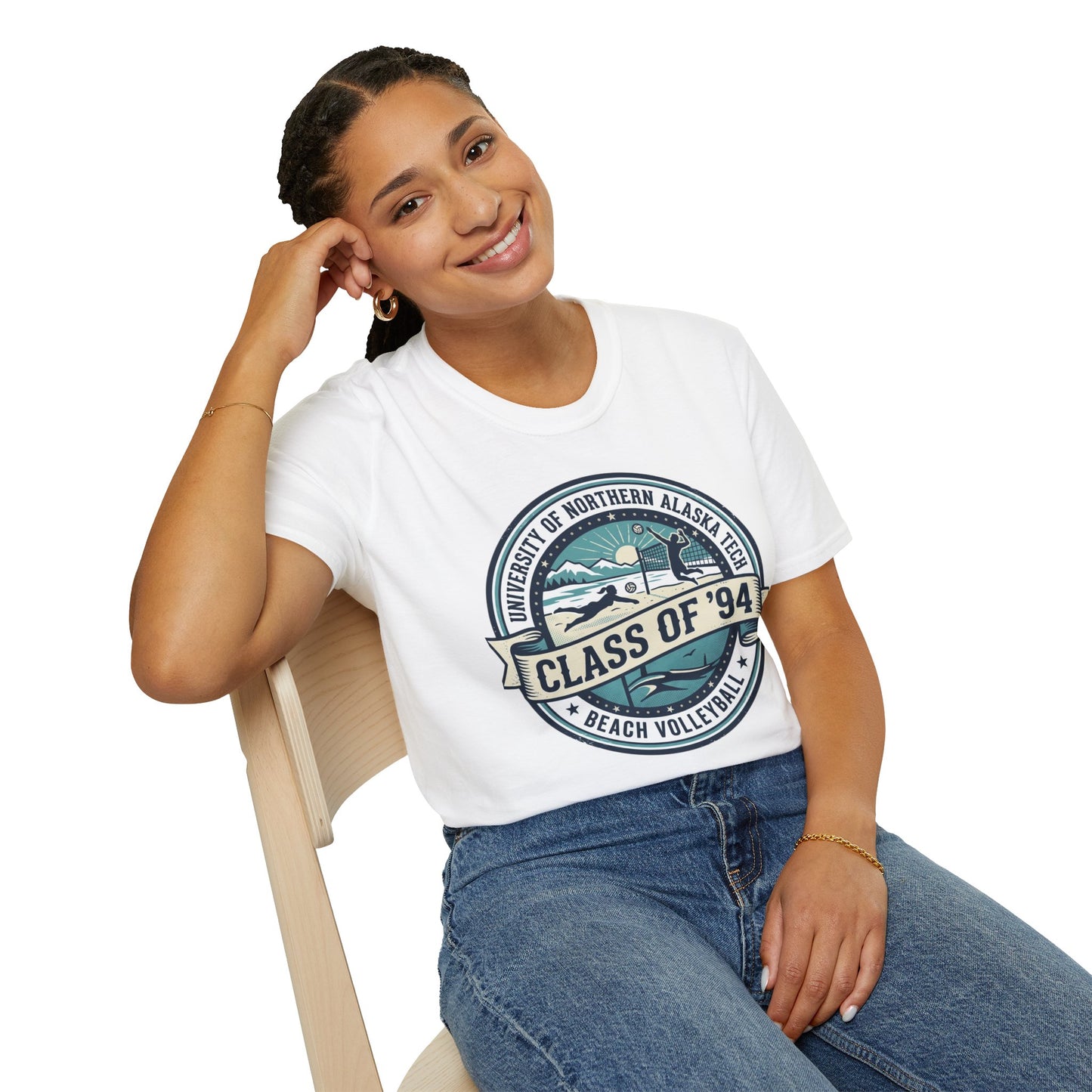Class of '94 Beach Volleyball T-Shirt — University of Northern Alaska Retro Badge